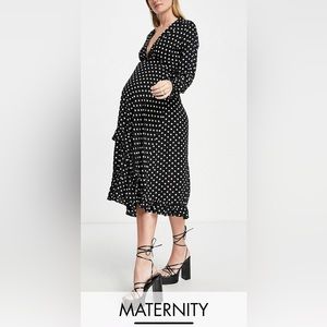 Maternity wrap dress in polka